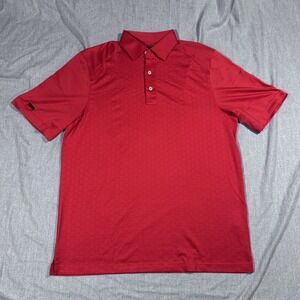 Greg Norman Shirt Mens Polo Extra Large Red Hex Pattern Golf Stretch‎ PlayDry